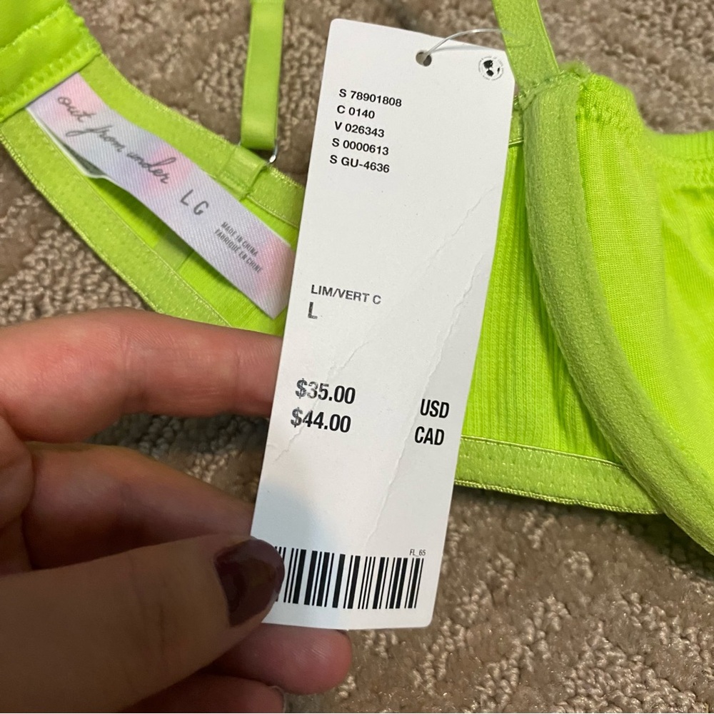 NWT {Urban Outfitters} Out From Under | That Girl Ribbed Bra | Lime/Vert~ Large - Picture 15 of 16